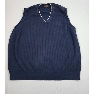 Brooks Brothers Sweater Vest Mens Large Blue Soft Cable Knit‎ V Neck Stretch